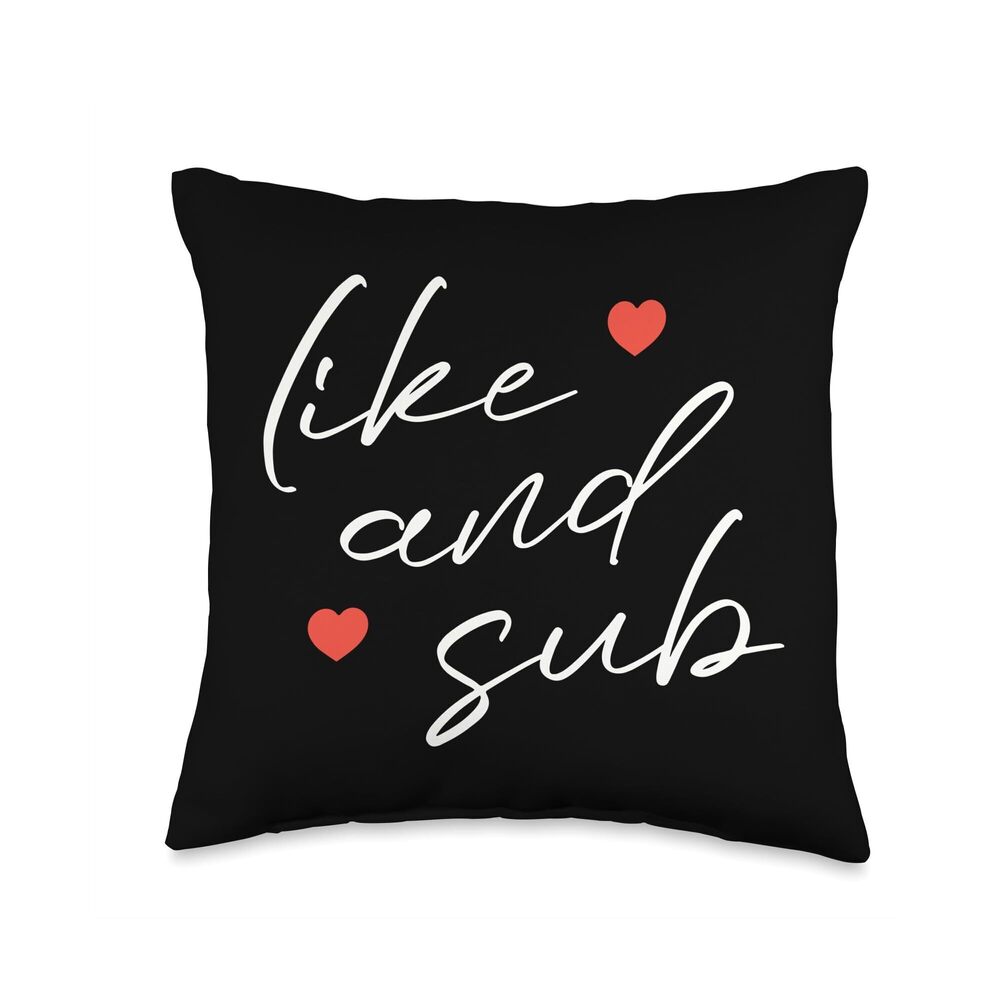 3823 Cute Like and Subscribe Video Content Creator Throw Pillow 16x16
